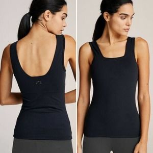 Varley Aletta Tank Top Shelf Bra Womens Black Stretch Layering S